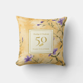 Almofada Gold Violets Floral 50th Wedding Anniversary