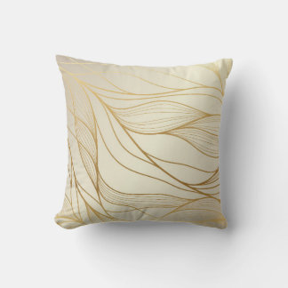 Almofada Gold wavy pattern. Luxurious golden linear ornamen