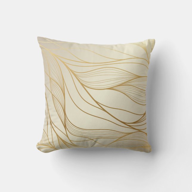 Almofada Gold wavy pattern. Luxurious golden linear ornamen (Frente)