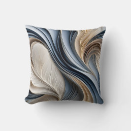 Almofada Golden Air - Azul Suave e Dourado Abstrato Fluido