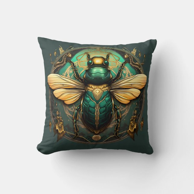Almofada Golden Beetle Emblem Pillow - Embrace Elegance (Frente)