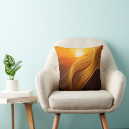 Almofada Golden Horizon — Travesseiro Abstrato de Luxo