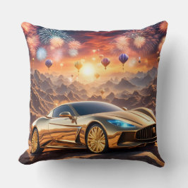 Almofada golden luxury car in a desert landscape