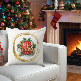 Almofada Golden Merry Christmas Personalized Throw Pillow