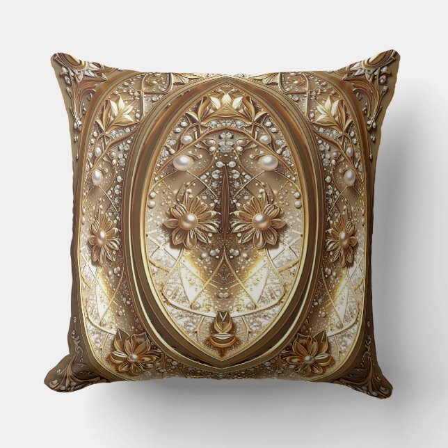 Almofada Golden Ornate Frame Throw Pillow (Frente)