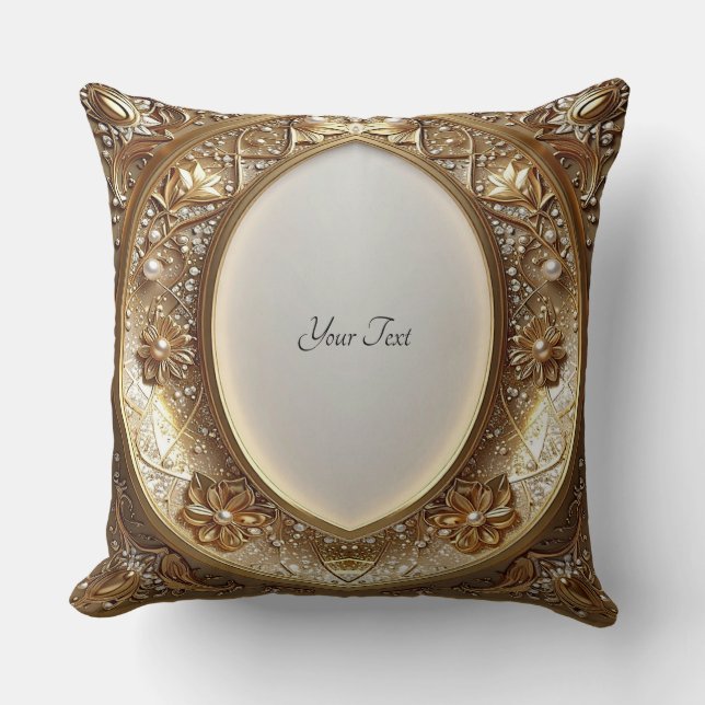 Almofada Golden Ornate Frame Throw Pillow (Frente)