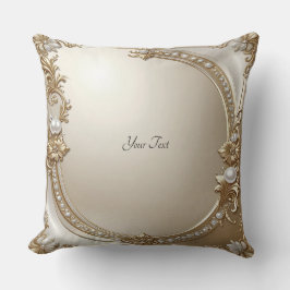 Almofada Golden Ornate Frame with Pearls Throw Pillow