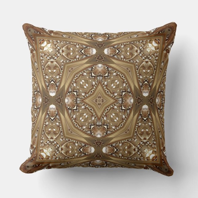 Almofada Golden Ornate Throw Pillow (Frente)