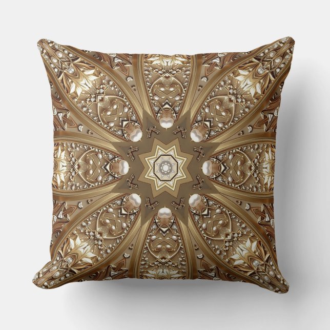 Almofada Golden Ornate Throw Pillow (Frente)