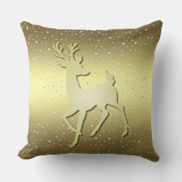 Almofada Golden Reindeer Snowy Holiday Throw Pillow