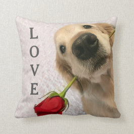 Almofada Golden retriever com amor personalizado rosa