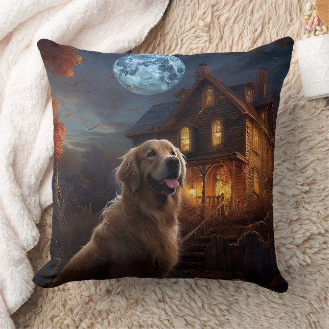 Almofada Golden Retriever Dia das Bruxas Assustador (Cobertor)