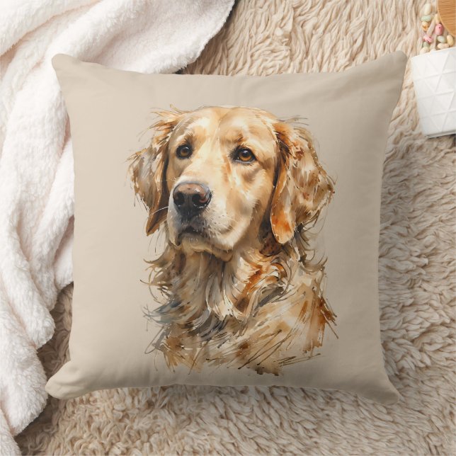 Almofada Golden Retriever Dog Art Cushion  (Cobertor)