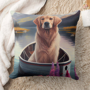 Almofada Golden Retriever em um Caiaque: Uma Aventura Cênic