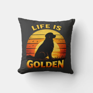 Almofada Golden retriever life is golden sunset dog pillow