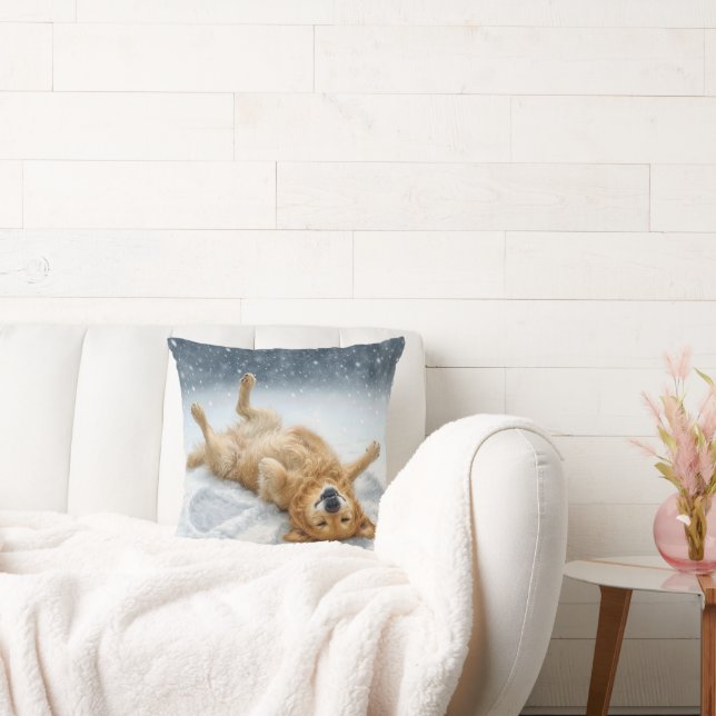 Almofada Golden Retriever Making a Snow Angel (Sofá)
