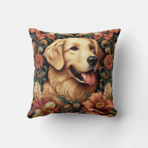Golden Retriever Pillow William Morris Inspirou