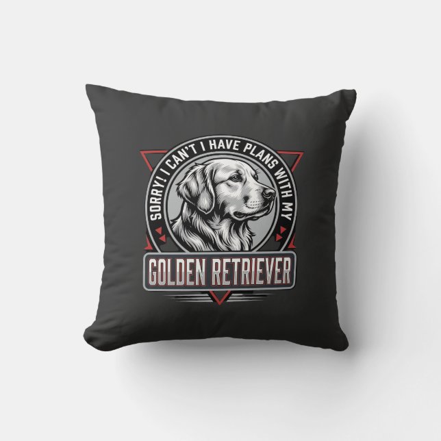 Almofada Golden Retriever Planeja Design de Crachá de Cacho (Frente)