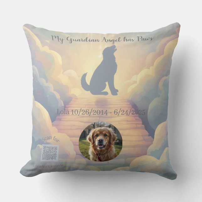Almofada Golden Retriever Rainbow Bridge Memorial Pillow (Frente)