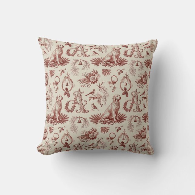 Almofada Golden Retriever Xmas Letter A Home Decor (Frente)