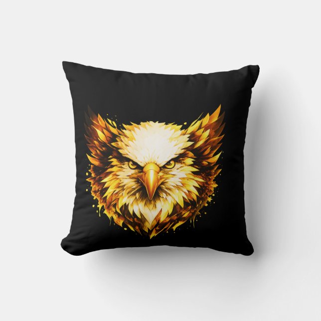 Almofada Golden Vision Eagle | Bold Illustrated Statement (Frente)