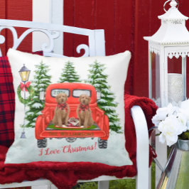 Almofada Goldendoodles Red Vintage Família Caminhão