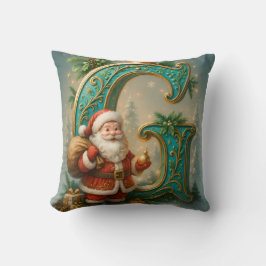 Almofada Goldenes Initial G mit Weihnachtsmann und Krone