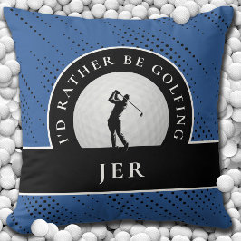 Almofada Golf Personalizado Monograma Silhout Azul Preto