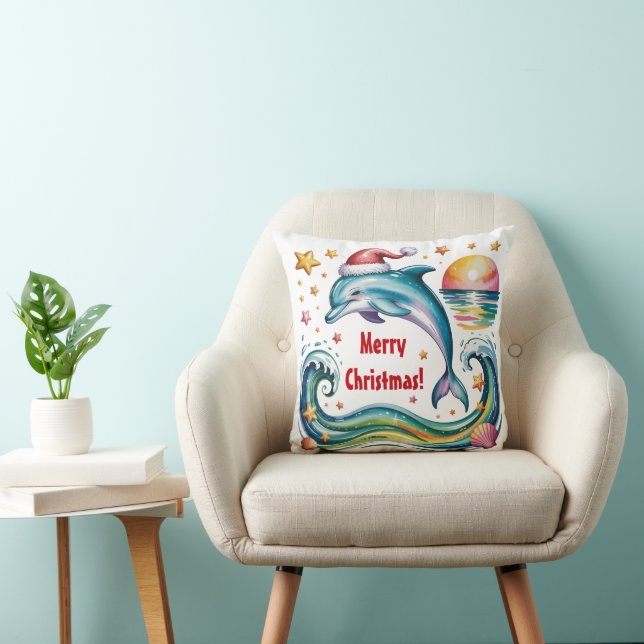 Almofada Golfinho de Natal no Paraíso Tropical (Cadeira)