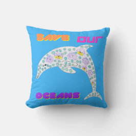 Almofada Golfinho Floral Salve nossos Oceanos
