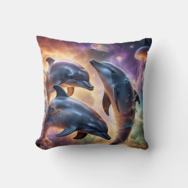 Almofada Golfinhos Cósmicos e Água-Viva no Espaço