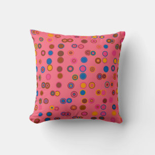 Almofada Goma-bolha com círculo geométrico rosa-coral