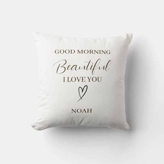 Almofada Good Morning Beautiful I Love You Personalized (Frente)