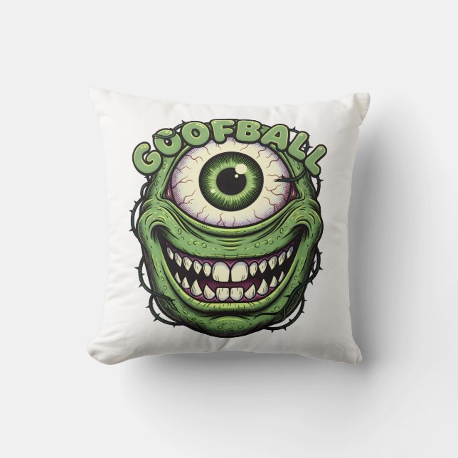 Almofada Goofball Monster Eye – Funny Creepy One-Eyed Carto (Frente)