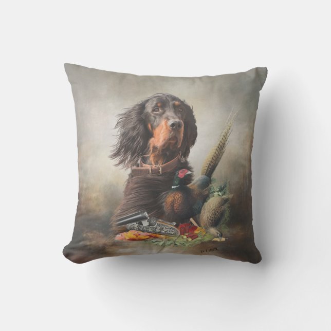 Almofada Gordon setter com faisões, Art (Frente)