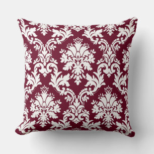 Almofada Gorgeous Burgundy Damask Floral Patterno