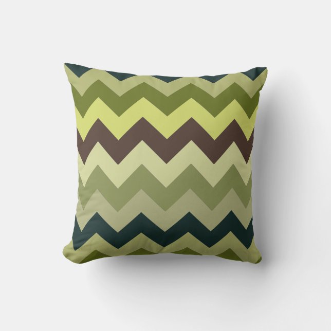 Almofada Gorgeous Green e Brown Chevron Pattern (Frente)