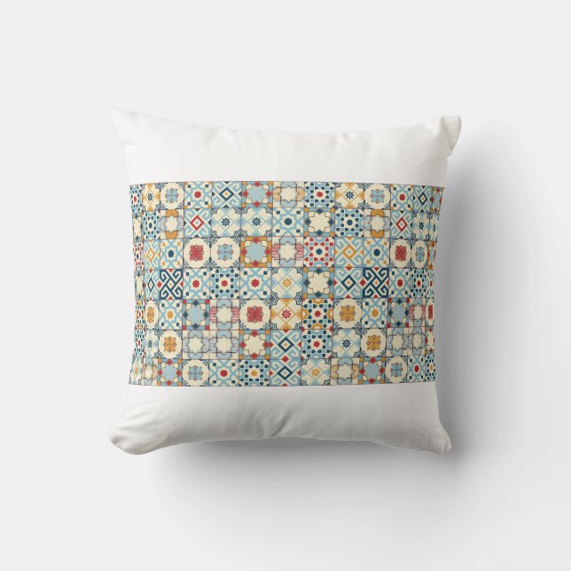 Almofada Gorgeous seamless pattern white colorful Moroccan, (Frente)
