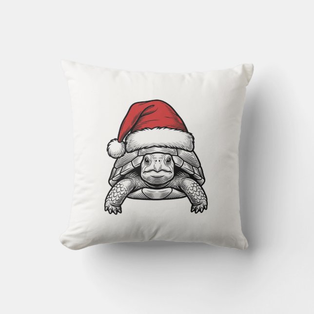 Almofada Gorro de Papai Noel Tartaruga de Natal Desenho de  (Frente)