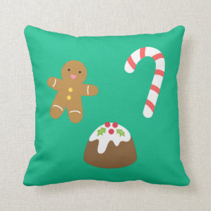 Almofada Gostosuras de Natal, Homem de Biscoito, Doces, Pud