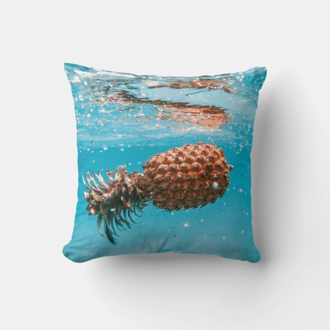 Almofada Gotas de água em planta castanha (Frente)