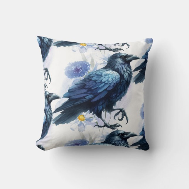 Almofada Goth Raven Throw Pillow (Frente)