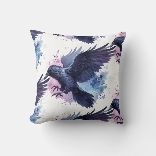 Almofada Goth Raven Throw Pillow (Frente)