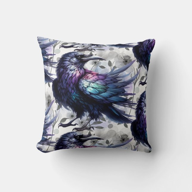 Almofada Goth Raven Throw Pillow (Frente)