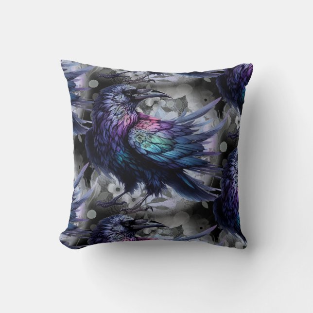 Almofada Goth Raven Throw Pillow (Frente)