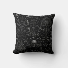 Almofada Gothic Baroque Skull Pattern in Black