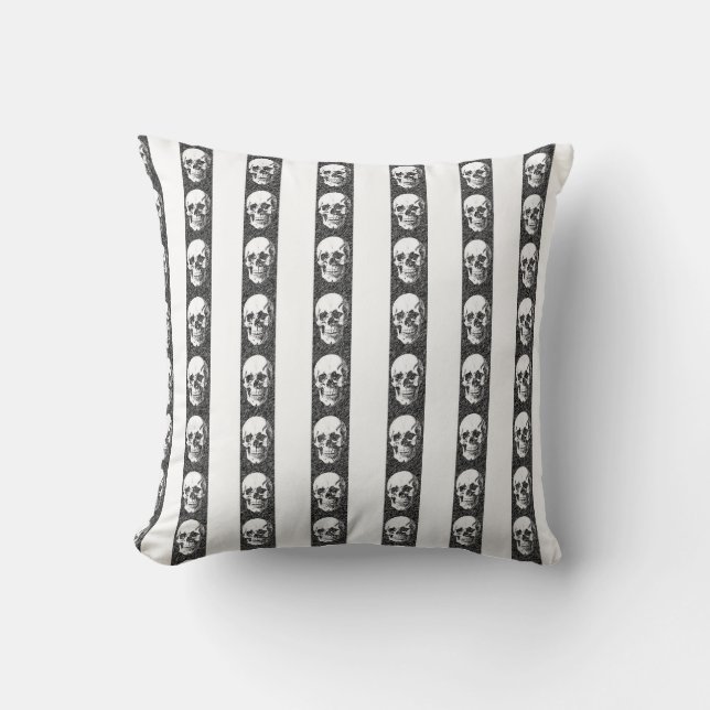 Almofada Gothic striped pattern with skulls (Frente)