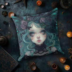 Almofada Gótica Bat Girl in Teal