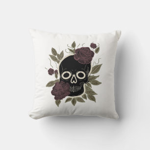 Almofada Gótico Personalizado Caveira e Rosas Arte Floral S