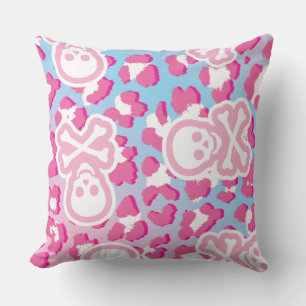 Almofada Gótico Rosa Pastel Pirata Jolly Roger Leopard Imp